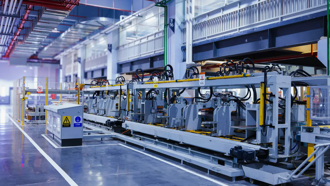 Moderne productiehal met geautomatiseerde lijnen